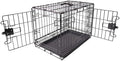 Amazon Basics Portable, Foldable Metal Wire Dog Crate with Removable Tray, Double Door, Divider Panel, Easy to Assemble, 22 x 13 x 16 in, Black by AmazonBasics