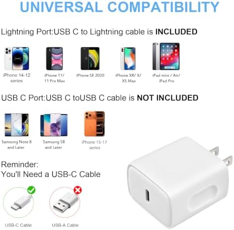 iPhone 14 13 12 Charger Fast Charging 20W USB C Wall Charger with 6FT Cable - Image 6