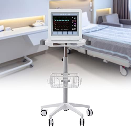 Mobile Laptop Cart, 33.5-43.7" Adjustable Height Tablet Cart with Wheels, Computer Cart Standing Mobile Desk Trolley Rolling Desktop Lab Cart iPad Workstation with 19.3"×16.9" Large Tabletop - Image 5