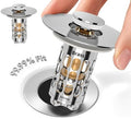 Sink Stopper Drain Hair Catcher,Bathroom Sink Drain Strainer with Removable Anti-Clogging Basket,Easy to Install Bathroom Sink Stopper Drain Catcher for 1.06-1.61in Basin Washstand Hole by XIAQILAUS
