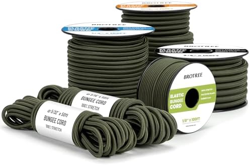 Brotree Bungee Cords 1/8" x 10ft Elastic Shock Cord 100% Stretch Cord by Brotree