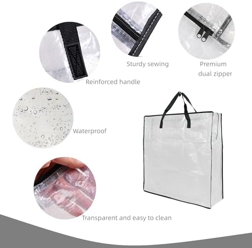 Clear Storage Bags with Zipper and Handles, Blanket Bags For Closet Storage, Moving and Packing Supplies for College, Underbed Storage Organizer for Clothes Pillow Bedding Christmas Wreath - Image 3