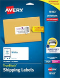 Avery Printable Shipping Labels with Sure Feed, 2" x 4" Customizable Stickers, White, 100 Blank Mailing Labels, Great for Mailing, Shipping, and More (18163) by Avery