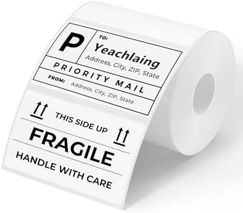 3x2 Inch White Thermal Labels, Thermal Sticker Labels for Price, Barcode, Mailing, Name, 500 Sheets/1 Roll by Yeachlaing
