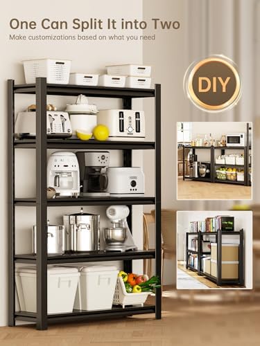 JHYKHG 72" W Storage Shelves,5-Tier Heavy Duty Garage Shelving,Adjustable Shelving Unit,Metal Shelf,Boltless Assembly Rack for Warehouse,Shed,3,000 lb Load,24 x 48 x 72 Inches,Black - Image 5
