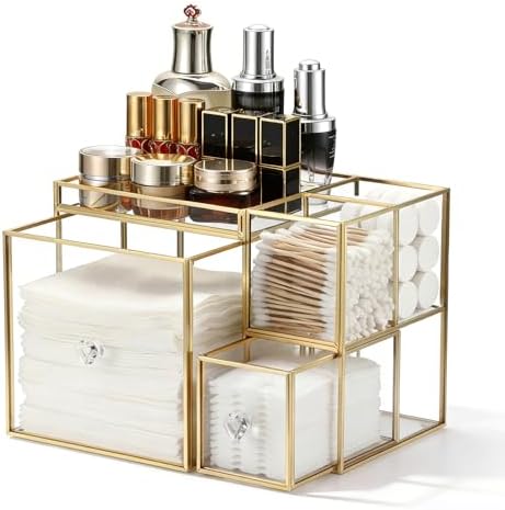 Sumnacon Glass Face Towel Holder with 2 Drawers&Tray for Bathroom,Clear by Sumnacon