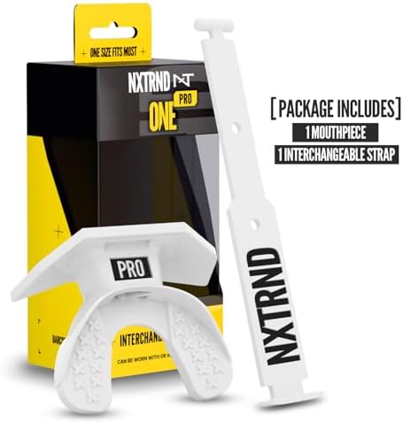 Nxtrnd One Pro Football Mouth Guard, Interchangeable Strap, Fits Adult & Youth (White) - Image 5