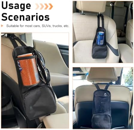 2PCS Car Seat Storage Hanging Bag, Multi-Pocket Seat Side Organizer with Mesh Pocket, Multifunctional Storage Pouch for Phone Wallet Glasses Drink, Universal Car Holder for Sedans SUVs Trucks - Image 7