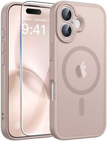 FNTCASE for iPhone 16 Case, Fit for Magsafe, Screen Protector, Desert Gold by FNTCASE