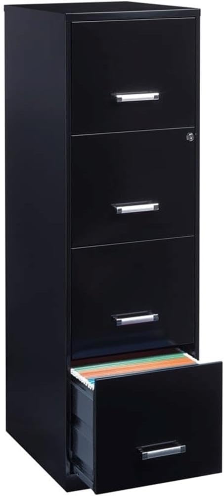 Scranton & Co 18" Deep Light Duty 4 Drawer Metal Letter Filing Cabinet in Black - Image 5