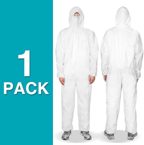 FURWEY Hazmat Suits 1/10 Pack Disposable Coveralls, with Elastic Wrists, Ankles and Hood, Available in 4 sizes - Image 2