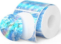 2-Inch Round Holographic Thermal Sticker Labels, with Rainbow Wave & Glitter Design, for Every Tags, Custom DIY Logo Applications, Waterproof and Tear-Resistant, Ocean Blue(200Pcs/Roll) by FLYQGGO