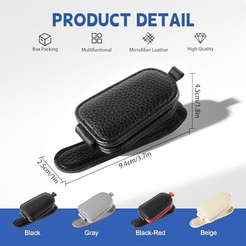 JUSTTOP 1Pack Sunglass Holder for Car, Magnetic Leather Buckle Sun Visor Sunglass Clip, Ticket Card Clip Sunglasses Mount, Car Interior Accessories for Men and Women (Black) - Image 2
