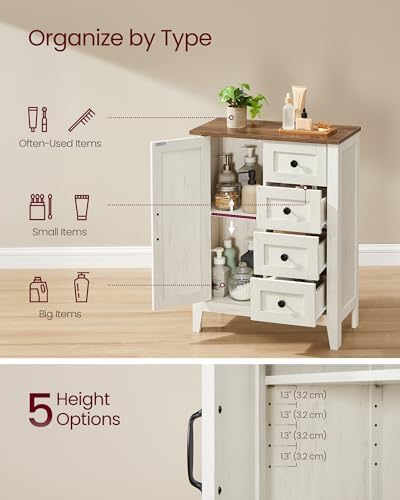 VASAGLE Farmhouse Storage Cabinet with Door, 4 Drawers, Adjustable Shelves - Image 4