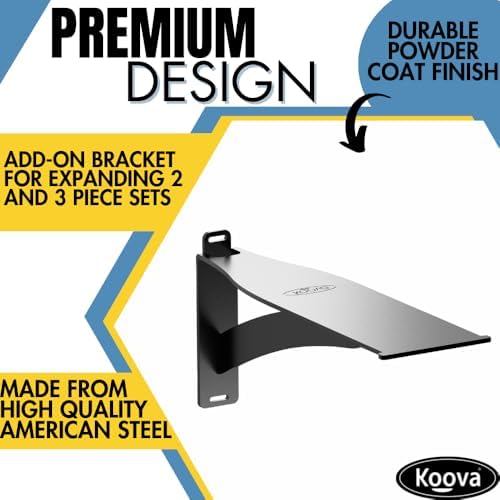 Koova Wall Mounted Tote Rack Storage System, Fits 27-Gallon Black and Yellow Commander Style Bins, Wall Mount Bracket Shelves for Garage Organization, Heavy Duty Steel, Made in USA (1-Piece Add-on) - Image 2