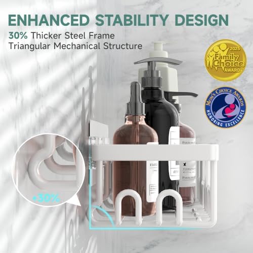 Veken Shower Caddy 6-Pack with Hooks, Bathroom Organizers & Storage, White - Image 2