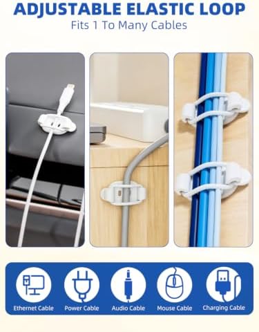 10 Pack Adhesive Cable Clips, Adjustable Cable Management Clips White - Image 6