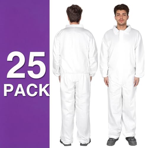 FURWEY Hazmat Suits 25 Pack Disposable Coveralls, with Elastic Wrists, Ankles, Available in 5 sizes - Image 6