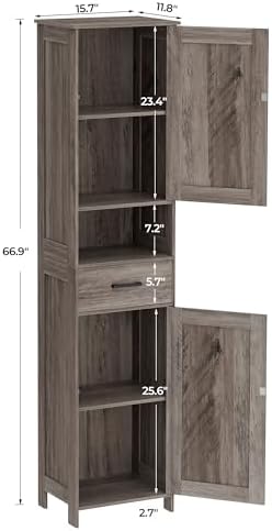 Homhedy 67" H Tall Bathroom Storage Cabinet with Barn Doors and Drawer - Image 3