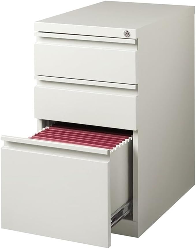 Scranton & Co 3-Drawer Modern Metal Mobile Pedestal File Cabinet in Light Gray - Image 5