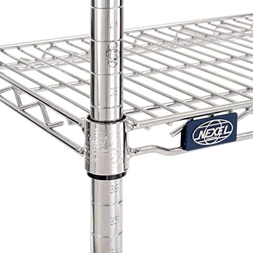 Nexel Adjustable Wire Shelving Unit, 4 Tier, Commercial Dry Storage Rack, 24" x 36" x 86", Chrome - Image 4