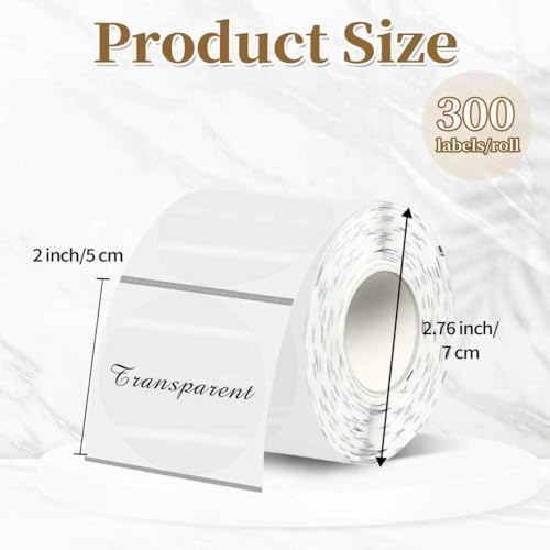 2 Inch Holographic Thermal Labels,Transparent Round Thermal Printer Labels,Printable Round Thermal Printer Labels Self-Adhesive Direct Thermal Label(300pcs Transparent) - Image 2