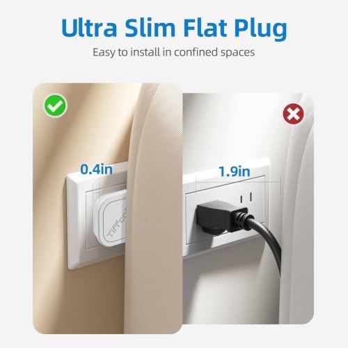 TiFFCOFiO Flat Plug Extension Cord, 9 FT 3 Prong Outlet Strip, 3 Grounded Outlets for Home Office and Travel, 13A/1625W, ETL Listed - Image 4
