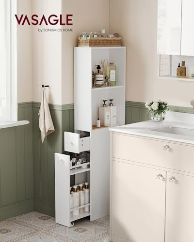 VASAGLE Slim Bathroom Storage Cabinet, Narrow Freestanding, with Drawers - Image 2