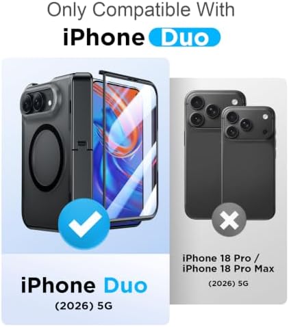 Temdan Magnetic for iPhone Duo Case Ultra Fold with Hidden Stand, Black - Image 2