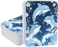 Small Metal Tins Box-4.7" x3.5"x1.6" Rectangular Empty Storage Box With Lid Decorative Organizer Storage Tin Case For Office/Cookie/Candy/Jewelry/Photo/Letter-Floral Dolphin by Unknown