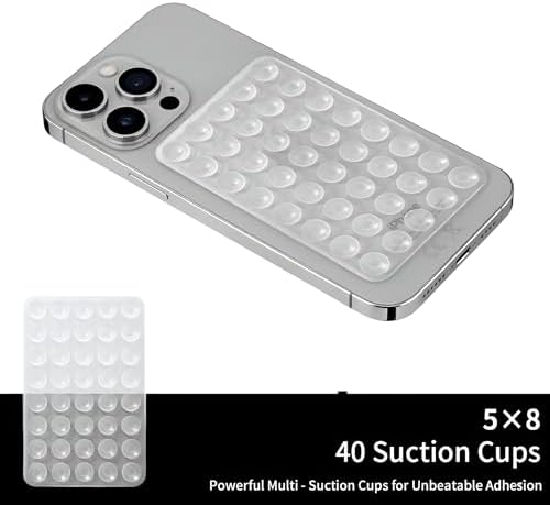 SHENGXIN 2 Pack Silicone Double-Sided Suction Grip – 40 Cups per Side, Strong Hold for iPhone, Galaxy, Pixel, Android – Hands-Free for Selfies & Videos (Clear) - Image 3