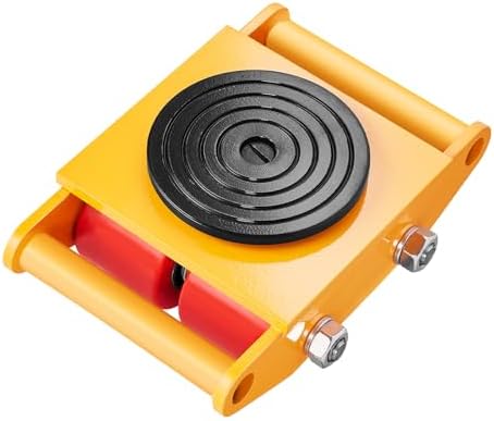 VEVOR Machinery Skate Dolly, 6-Ton/13,200 lb Capacity, PU Wheels, 360° Rotating Non-Slip Cap, Carbon Steel Mover for Warehouse, Workshop, Factory by VEVOR