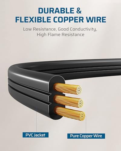 DEWENWILS 2 Pack 6FT Black Flat Extension Cord, 3 Outlet 16/3, ETL Listed - Image 6
