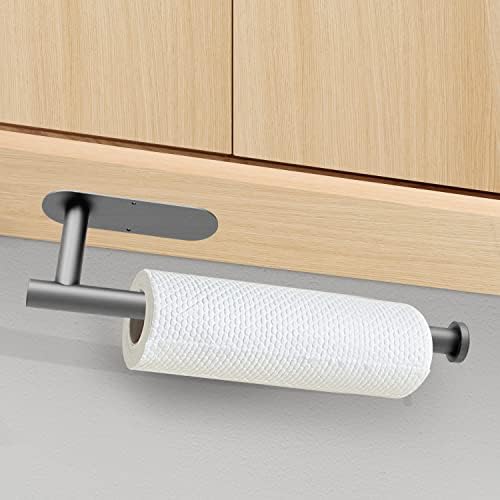 DEKAVA Under Cabinet Wall Mount Paper Towel Holder, Self-Adhesive Bar, Stainless Steel 13 inch (Grey, 1) - Image 2