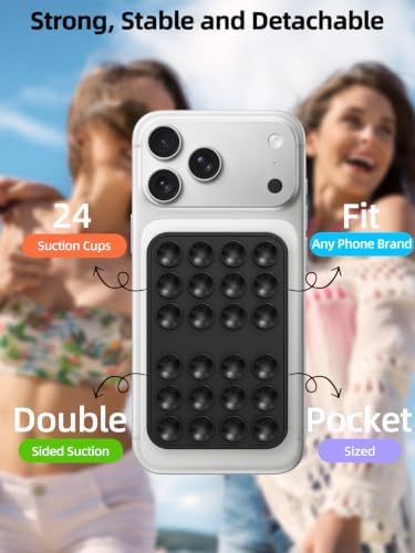Double Sided Silicone Suction Cup Phone Case Mount for Selfie & Video Black - Image 2