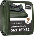 RAINDEWAY 16x20 Feet Tarp Waterproof,9Mil Green/Black Poly Tarps Cover by RAINDEWAY