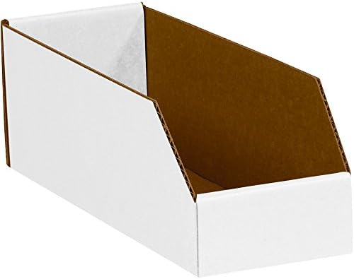 Partners Brand PBINMT412 Open Top Bin Boxes, 4" x 12" x 4 1/2", Oyster White (Pack of 50) by Partners+Brand