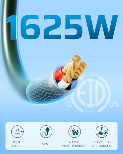 DEWENWILS 25FT (7’+6’ *3) Outdoor Extension Cord 1 to 3 Slipper Cord, Green - Image 5