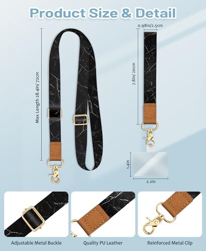 Yonlevres Phone Lanyard Crossbody Strap Wrist Neck Adjustable Women Marble - Image 6