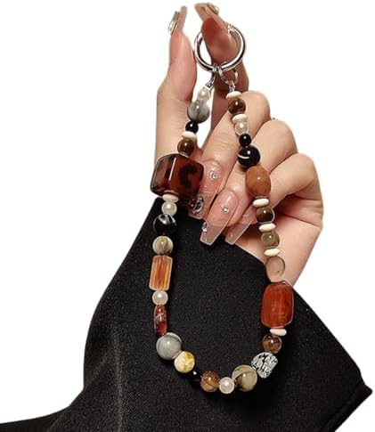 Leopard Print Phone Charm Amber Phone Wrist Strap for Women by LIFCIUSO