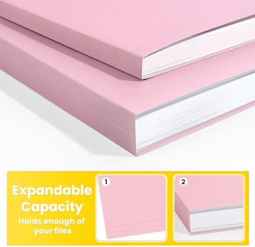 SUNEE File Folders, 30 Pack Manilla Folders 8.5 x 11, Colored File Folders Home Office School Supplies for Documents Files Paper, Pink - Image 4