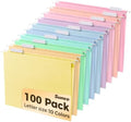 SUNEE Hanging File Folders, 100 Pack Letter Size Hanging File Folders with 1/5-cut Tabs, Stay Organized for Your Home and Office Bulk File, Documents and Paper, 10 Macaron Colors by SUNEE