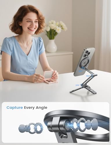 Lamicall for MagSafe Tripod Stand Ultra-Compact with 1/4" Screw, Arca, Hook - Image 4