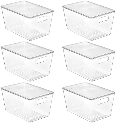 Vtopmart 6 Pack Clear Stackable Storage Bins with Lids and Handles, Large by Vtopmart
