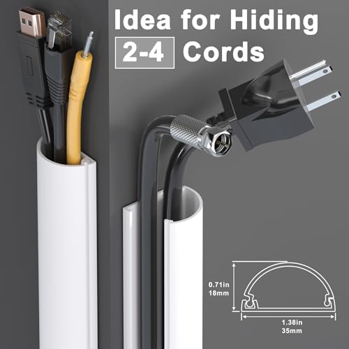 ZhiYo 34in Cord Hider for 2-4 Wall-Mounted TV Wires, 1.4" W x 0.7" H, Black - Image 6