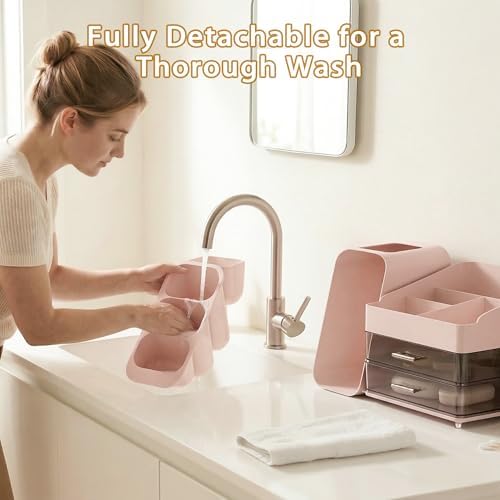 Large Capacity Makeup Organizer Countertop with Makeup Brush Holder for Vanity, Thickened Material, Bathroom Countertop Organizer Skin Care Perfumes Storage, Teen Girl Gifts for 12-23 Year - Image 6
