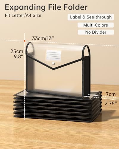 Plastic Expanding File Folder, Black File Folder Organizer Holder - Image 2
