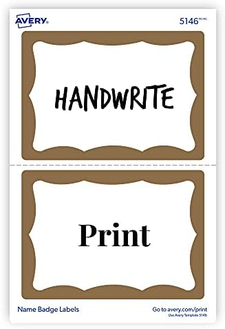 Avery Name Tags, Print or Write, Gold Border, 100 Adhesive Tags Per Pack, 4 Packs, 400 Total (05146) - Image 3