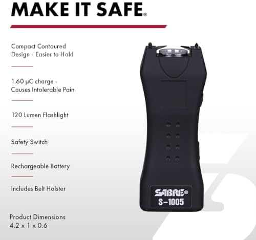 SABRE Pepper Spray & 2‑in‑1 Stun Gun with Flashlight Self Defense Kit – Fast Flip Top 10‑Second Safety Spray with Finger Grip & Keychain – Rechargeable Stun Gun, 1.60 µC Charge, 120‑Lumen LED Light - Image 3