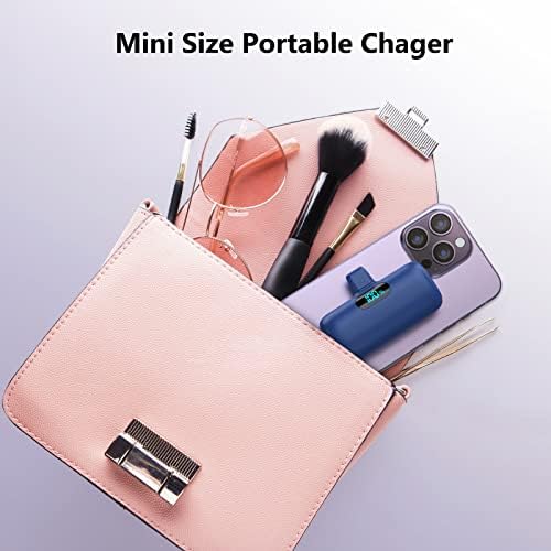 Mini Portable Charger for iPhone,Upgraded 5000mAh PD Fast Charging Battery Pack,LCD Display Cute Power Bank Portable Phone Charger for iPhone 14/14 Pro Max/13/13 Pro/12 Pro/11/XS/XR/X/8/7/6-Deep Blue - Image 3